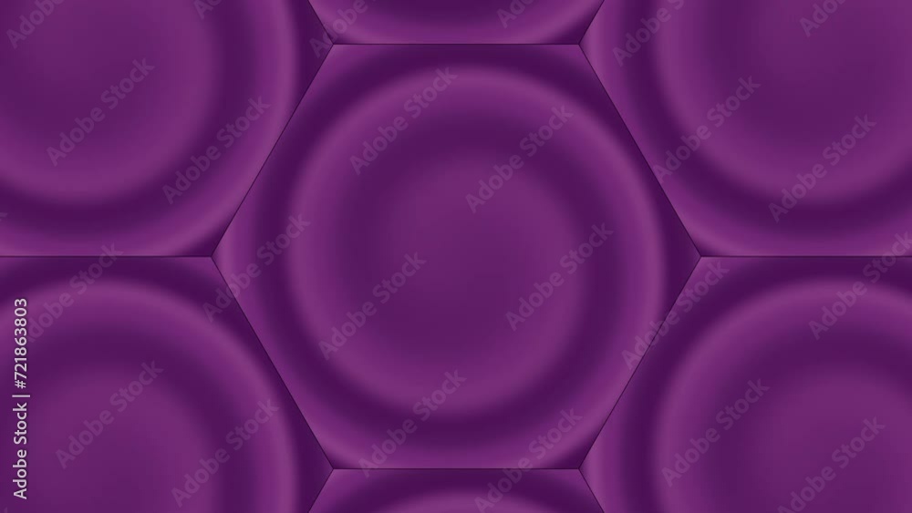 Aufkleber futuristic abstract 3d hexagonal pattern with smooth, glossy purple surfaces and soft circular depth