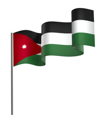 Jordan flag element design national independence day banner ribbon png
