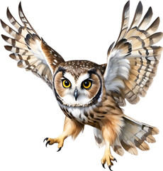 Obraz premium Close-up image of a Northern Saw-Whet Owl bird. 