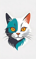 Obraz premium vector illustration, flat logo of cute cat vector icon, primitive childish doodle isolated on white background, favorite pets,