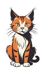 Obraz premium vector illustration, flat logo of cute cat vector icon, primitive childish doodle isolated on white background, favorite pets,