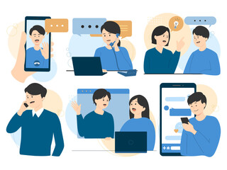 ビジネス　会話イラストセット