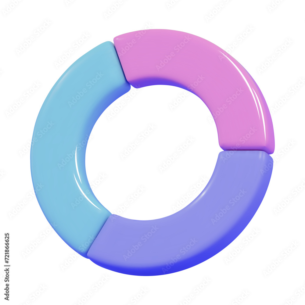 Poster 3d round graph icon of business and market analysis concept. stock vector illustration on isolated b