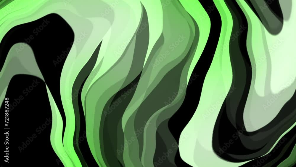 Poster turning abstract swirl stripe green black background animated, abstract futuristic animated wave sha
