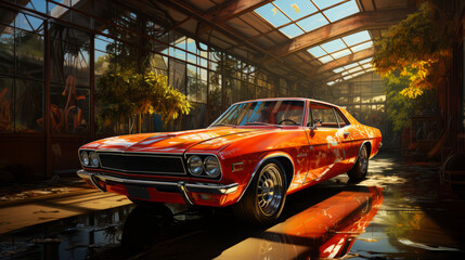 Revving Through the City: Unleashing the Power of Retro Autos on Urban Streets!, generative AI
