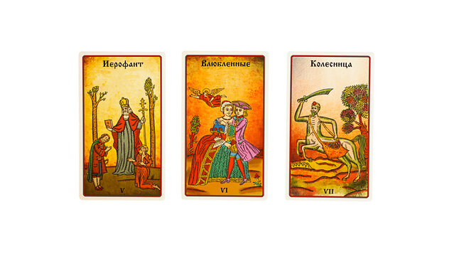 Tarot cards Collection The Hierophant , the Lovers, the Chariot                                