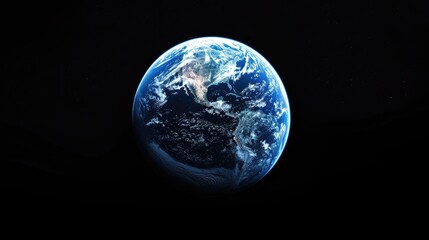 A vivid blue planet Earth stands out against the inky blackness of space, Ai Generated.