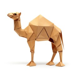 Colorful Origami camel, Unique Paper Polygon Artwork, Ideal Pet Concept, Ai Generated
