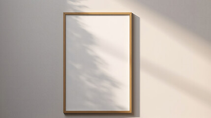 A blank minimalist frame against a wall, with natural shadow play adding depth and interest