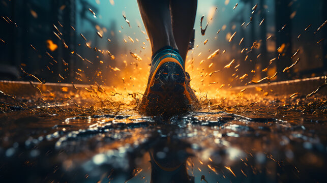 A Male Athlete Runs on a Dirty Track