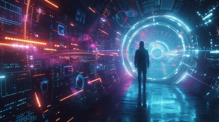 Fototapeta premium Tech Odyssey: A Journey into the Digital Frontier