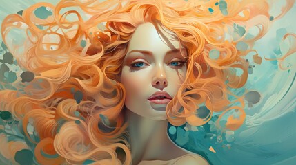 Embracing Beauty and Style with a Radiant Young Woman Adorned in Orange Tresses and Floral Splendor