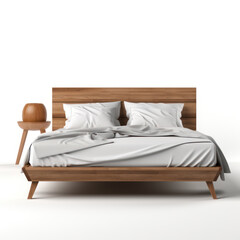 Luxurious Bedroom, Comfortable Modern Bed 3d render isolated on white