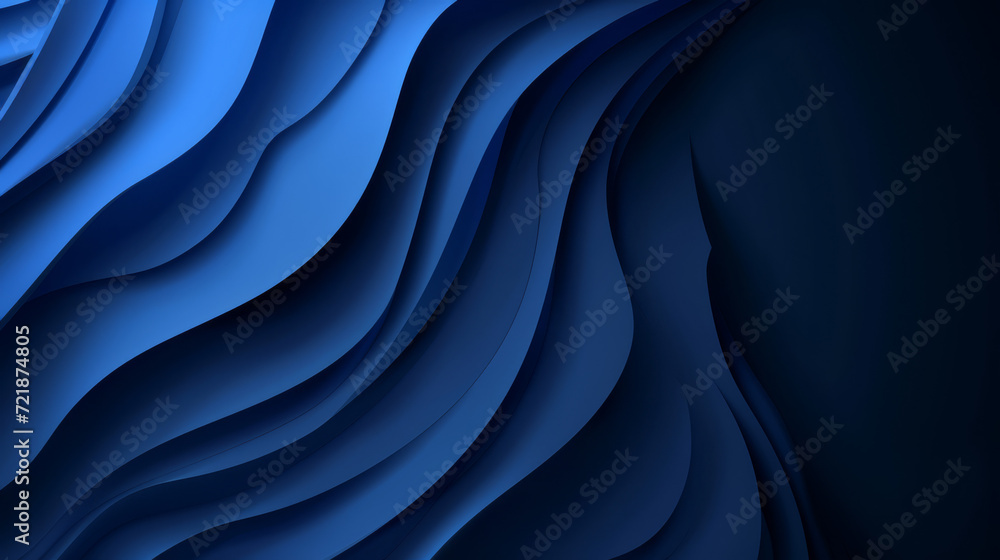 Poster Fluid blue waves in a minimalist abstract design.