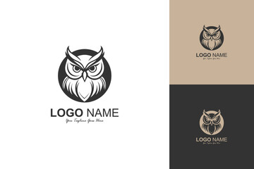 logo owl head vector design