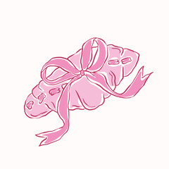 Pink sweet bread with ribbon vector