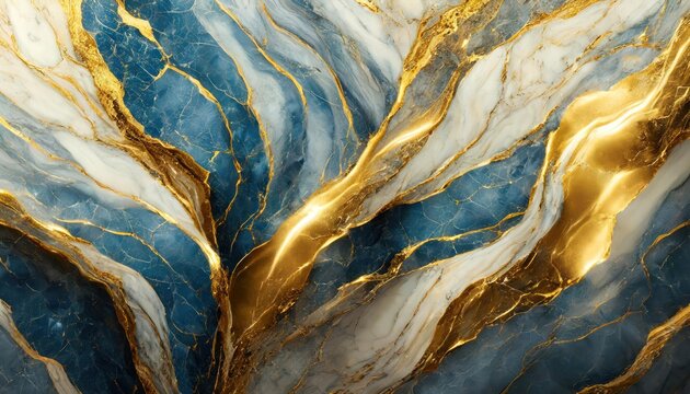 Swirl of blue gold marble abstract background, Liquid marble design abstract, light blue azure tones with golden, Paint marble texture. Alcohol ink colors © blackdiamond67