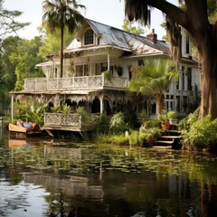 Obraz premium Louisiana House On water.