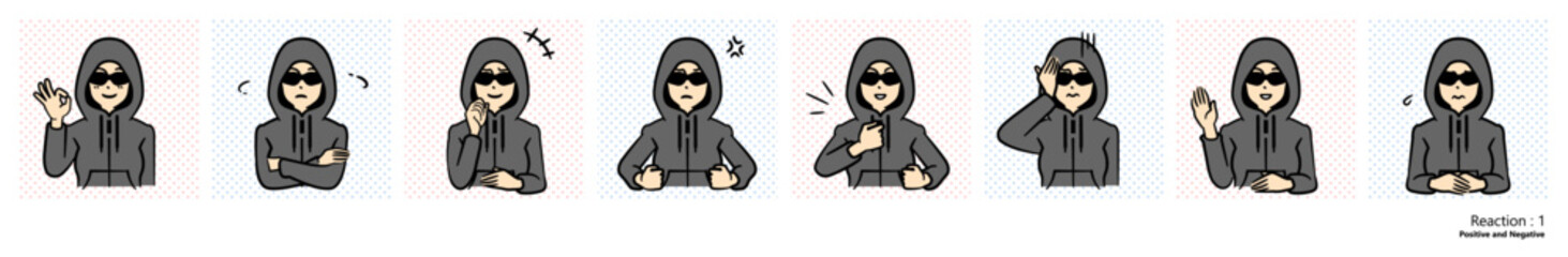 人物イラスト｜犯罪者（リアクション1）