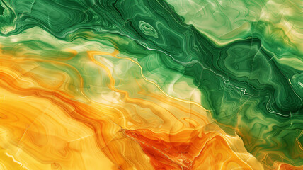 Flowing Harmony: Green, Yellow, Orange, and Red Marble Art - Created using Generative AI