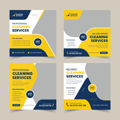 Cleaning service social media post, office, home, and hotel cleaning social media post banner - obrazy, fototapety, plakaty