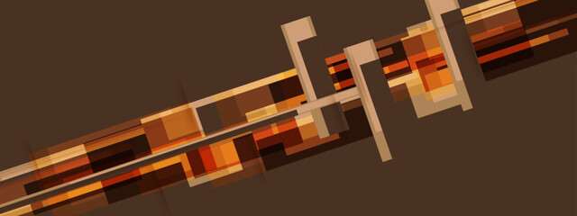 Abstract squares shape on choco brownie background.