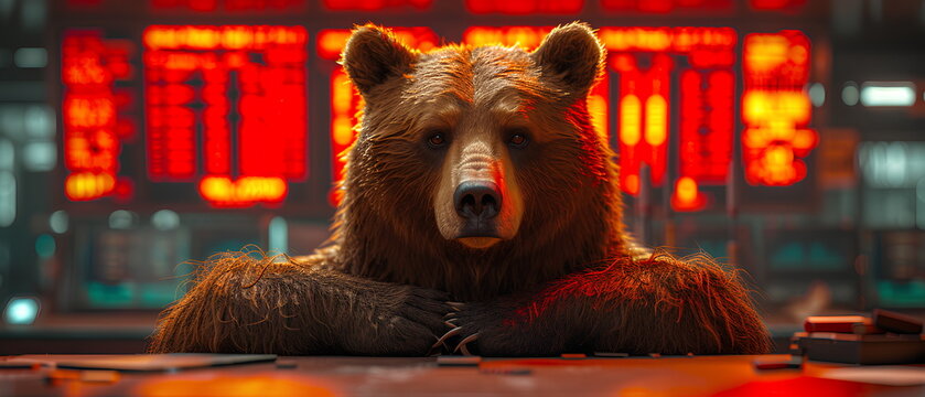 A stock market that is going down is called a bear market. It can create huge financial disasters for investors. Therefore, images of bears with worried or stressed expressions were used in red tones.