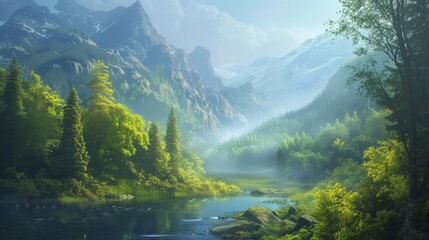 Fototapeta premium Valley of Enchantment: Where Nature Weaves Its Spell