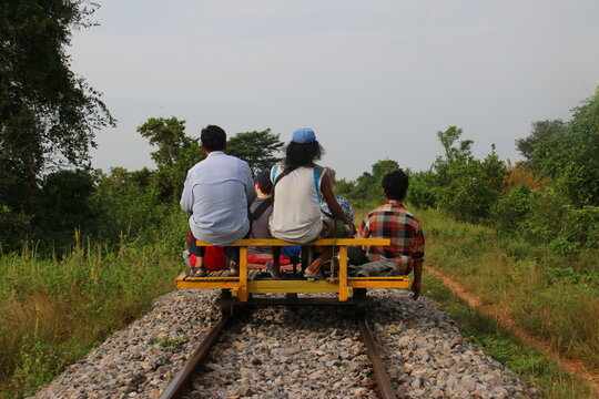 Bamboo Train with People on Board (Battambang, Cambodia)