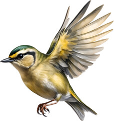 Fototapeta premium Close-up image of a Goldcrest bird. 
