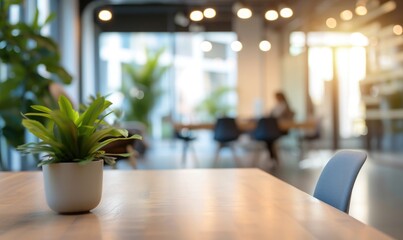 Photo blur background of modern office interior design contemporary workspace for creative business 