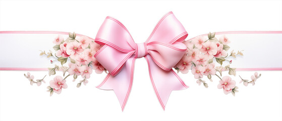 pink bow ribbon with flowers spring