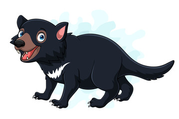 Cartoon tasmanian devil on white background