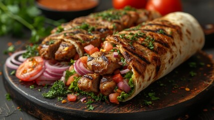 Turkish doner kebab close-up Generative AI