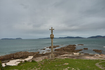 VIGO, SPAIN; Febrery, 23, 2021:Cruceiro en la Playa de la Fontaina