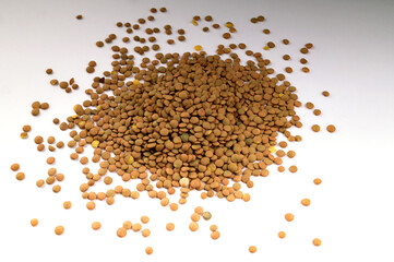 Closeup of a pile of organic uncooked lentils
