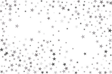 Star confetti. Silver casual confetti background. Bright design pattern.