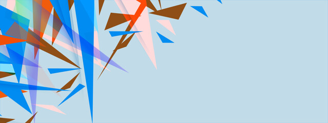 Light blue lowpoly triagonal on pastel color background. Vector illustration.