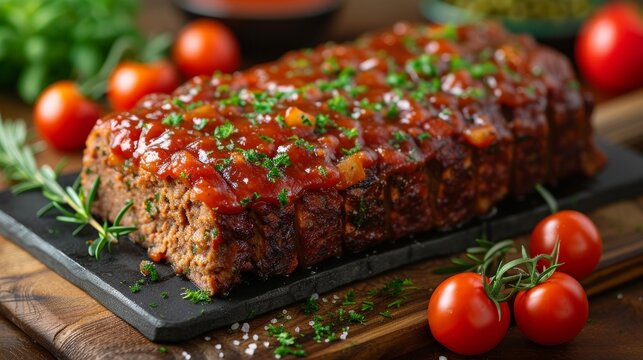food photography - showcasing a delicious meatloaf dish Generative AI