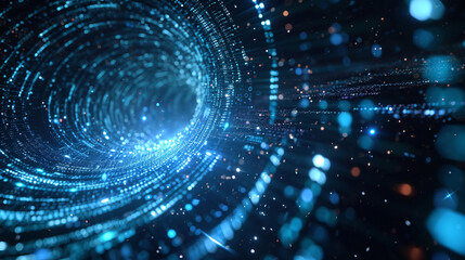 Digital data flow on road with motion blur to create vision of fast speed transfer.