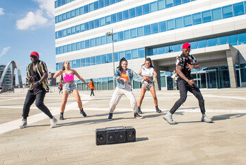 Group of hip hop dancers permorming their dance.