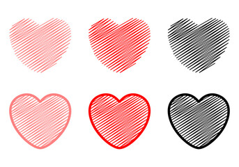 Set cute line heart love valentine's day icon vector design
