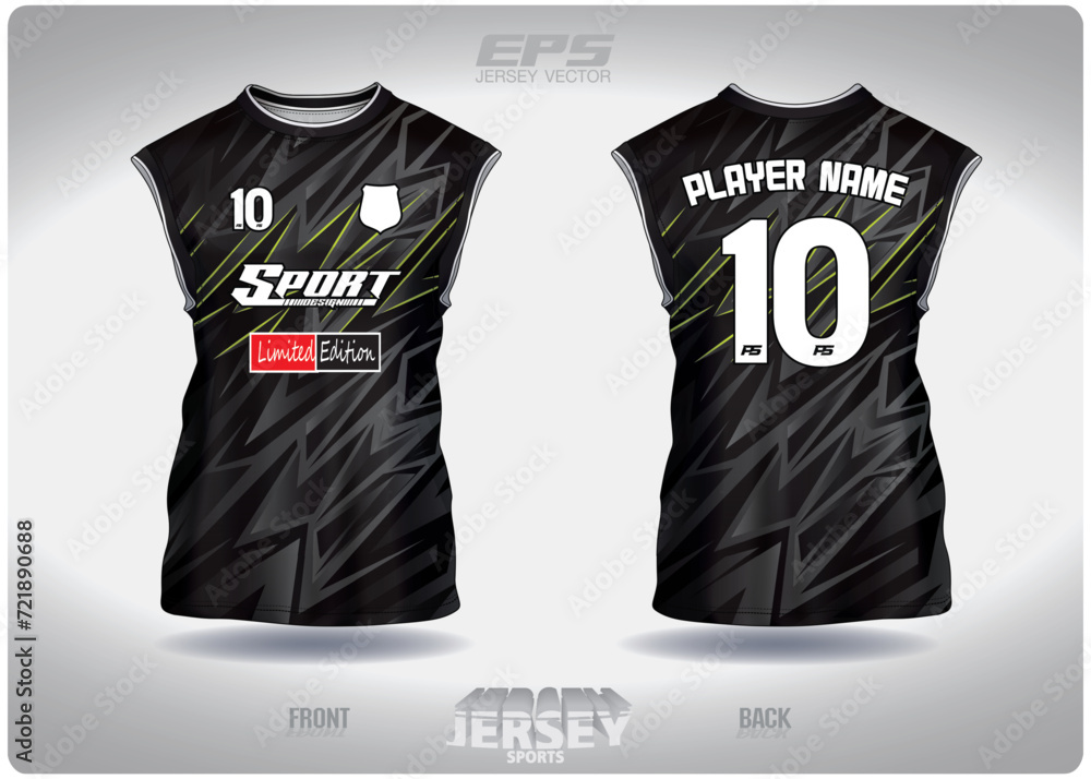 Wall mural EPS jersey sports shirt vector.Lightning bolt on black background pattern design, illustration, textile background for sleeveless shirt sports t-shirt, football jersey sleeveless shirt.eps