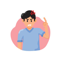 illustration of a man who is angry or emotional, flat style illustration