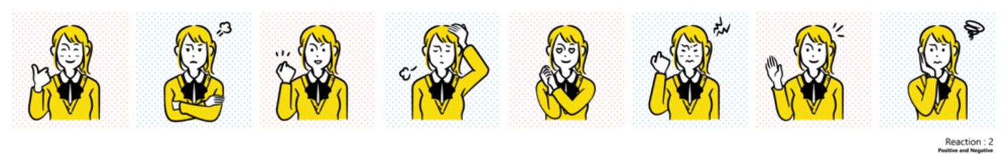 人物イラスト｜高校生（リアクション）