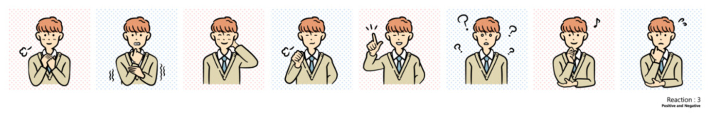 人物イラスト｜高校生（リアクション）