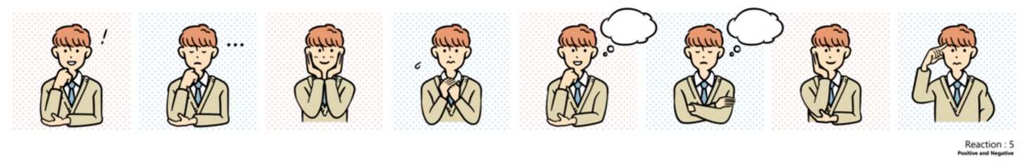 人物イラスト｜高校生（リアクション）