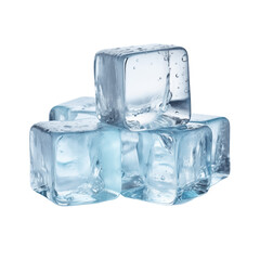 Ice cubes isolated on transparent and white background. Ideal for use in advertising. Generative ai