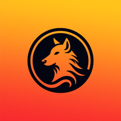 flat vector wolf logo, simple, elegant