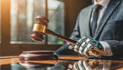 AI ethics and legal concepts artificial intelligence law and online technology of legal regulations Controlling artificial intelligence technology is a high risk. - obrazy, fototapety, plakaty